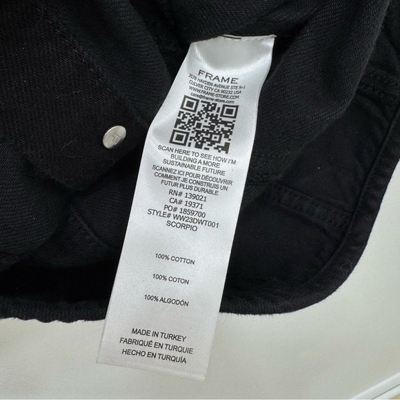 Frame Denim Black silver buttons Seamed Scoop Bustier top 100% cotton Sz 2 - Picture 9 of 9